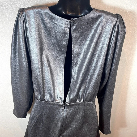 L'Academie The Dore Silver Front Tie Long Sleeve Mini Dress size small - Picture 6 of 16